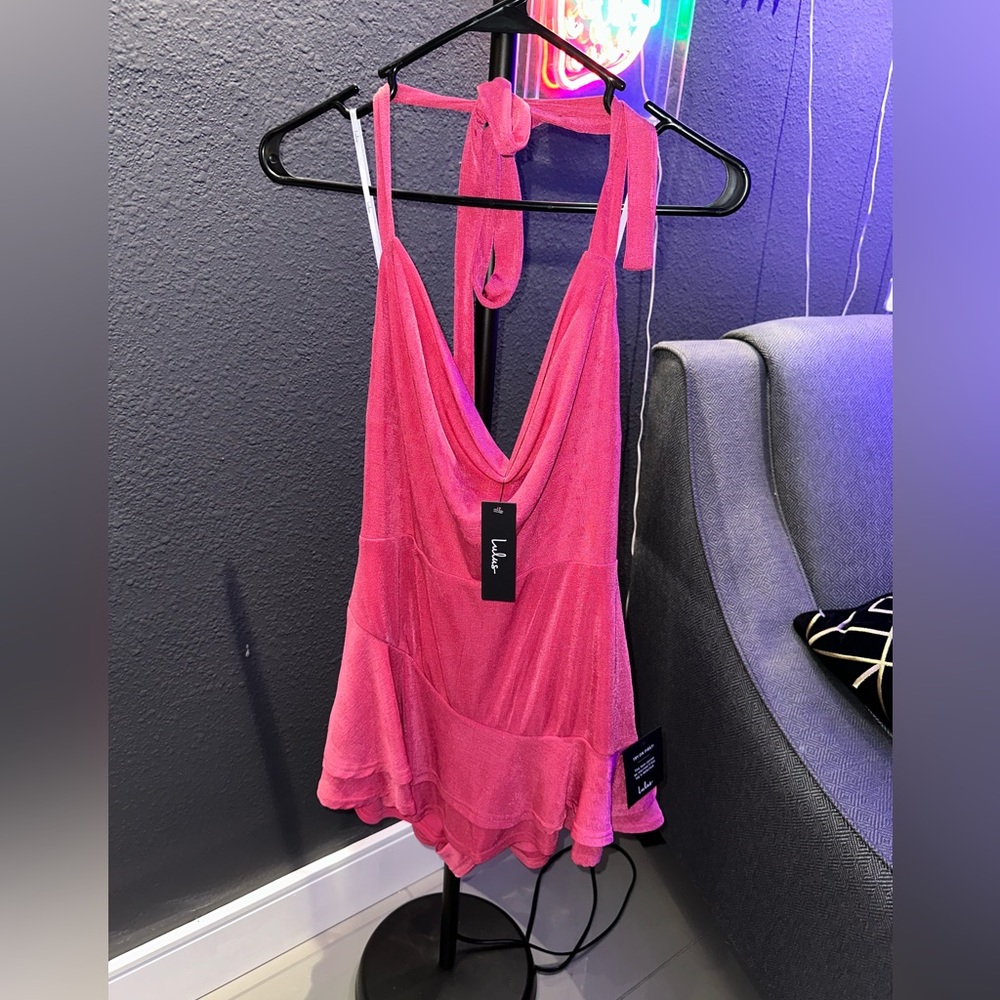 Barbie Pink Halter Romper LuLu’s NWT size L